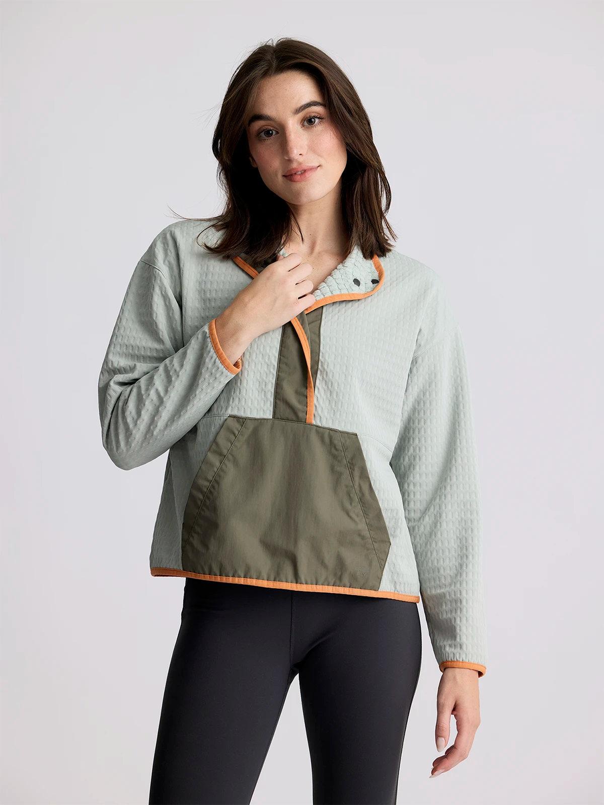 Women's Gridback Fleece Snap Pullover - Desert Sage Bolero Style Sweater