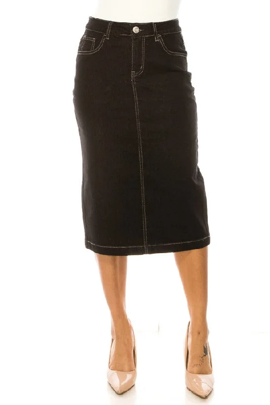 Jett Denim Skirt in Black- Misses and Plus (S-3X) silk skirt lustrous