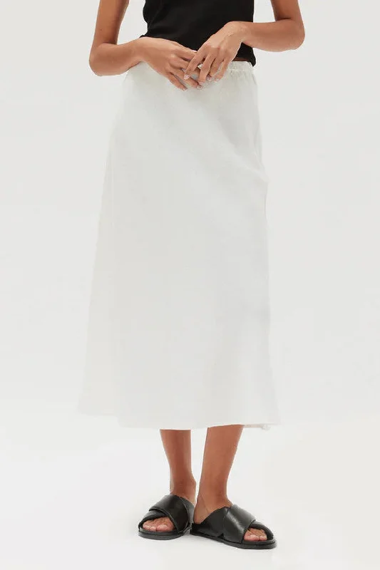 Assembly Label - Stella Linen Bias Skirt, White relaxed fit skirt