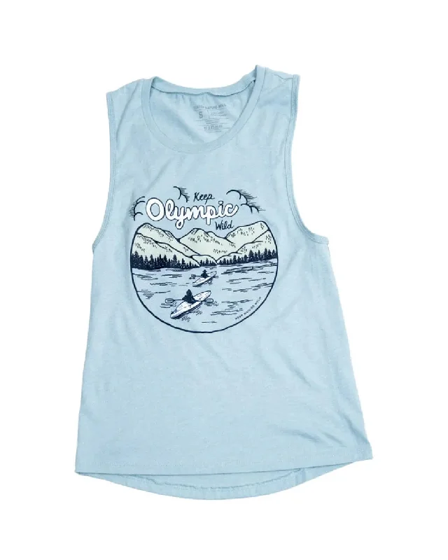 Keep Olympic Wild Muscle Tank | Dusty Blue floral tank top