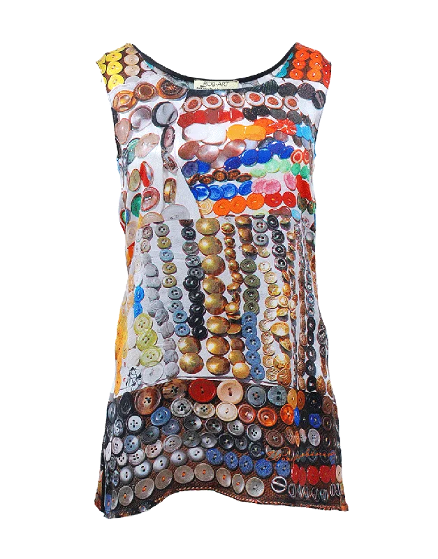 Long Silk Print Tank pastel tank top