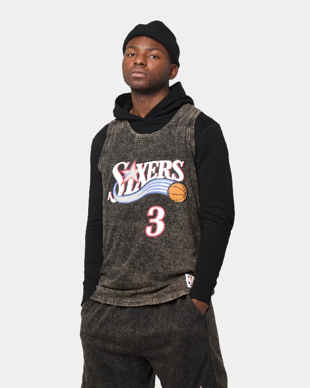 Mitchell & Ness Philadelphia 76ers Quintessential Acid Tank Black rhinestone tank top