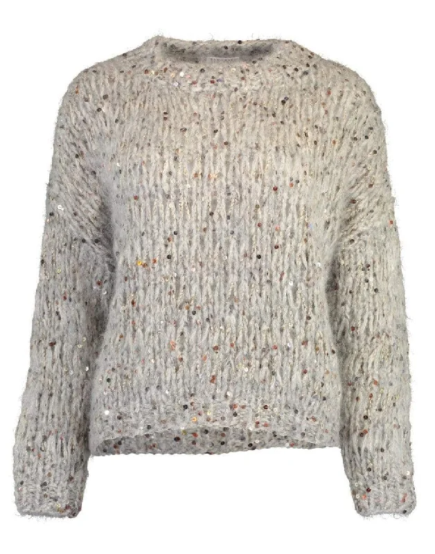 Sparkle Tweed Pullover Top V-Neck Stylish Pullover