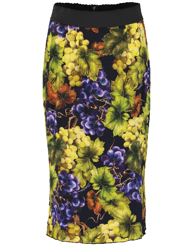 Grape Print Pencil Skirt wrap skirt elegant