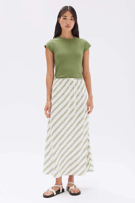 Isola Stripe Skirt satin skirt smooth