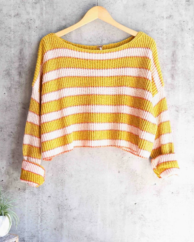 Free People - Just My Stripe Pullover in Multi Deep Neck Pullover