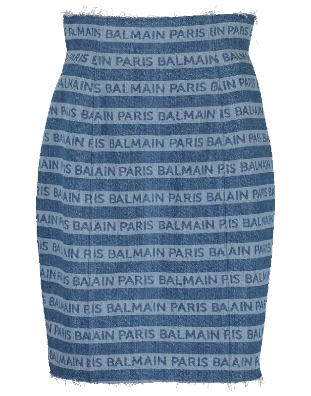 High Waist Balmain Logo Skirt modal blend skirt