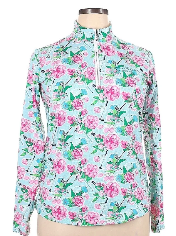 New San Soleil Women's Floral& Golf Club Print Pullover w/ Wailea Logo Size XL MSp$108 Slouchy Comfort Pullover