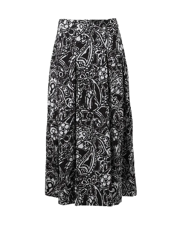 Printed Skirt belted skirt waist