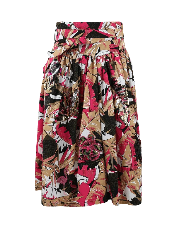 Palm Belted Full Skirt lightweight skirt design