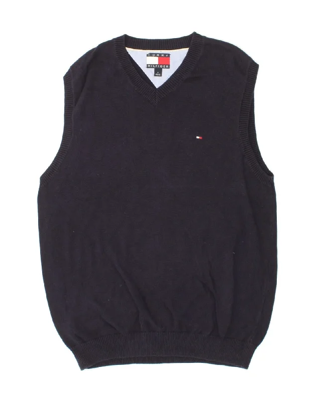 TOMMY HILFIGER Mens Vest Tank Top Medium Navy Blue Cotton workout tank top