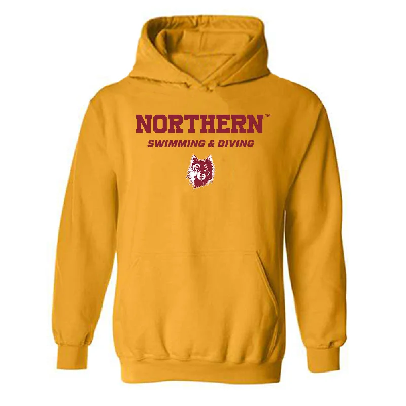 NSU - NCAA Women's Swimming & Diving : Lilly Grebner - Classic Shersey Hooded Sweatshirt Hoodie with Mock Neck Collared Structured