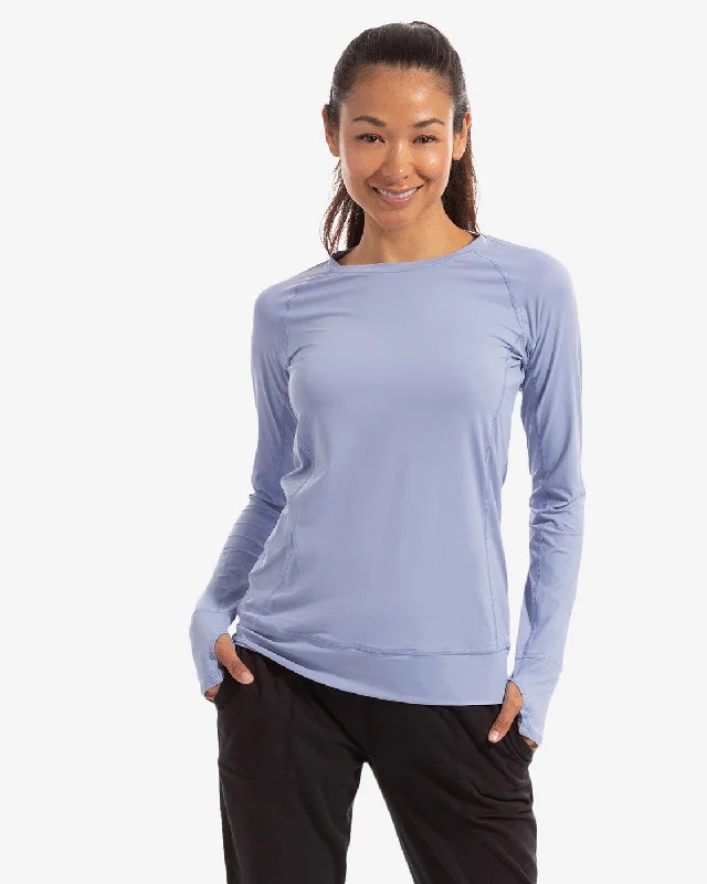 BloqUV: Women's UPF 50 Pullover (2012) - Steel Blue Wrist Length Sleeve