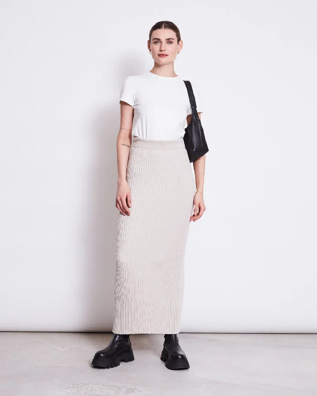 MIDI KNIT SKIRT EBBA IVORY GOTS velvet skirt plush