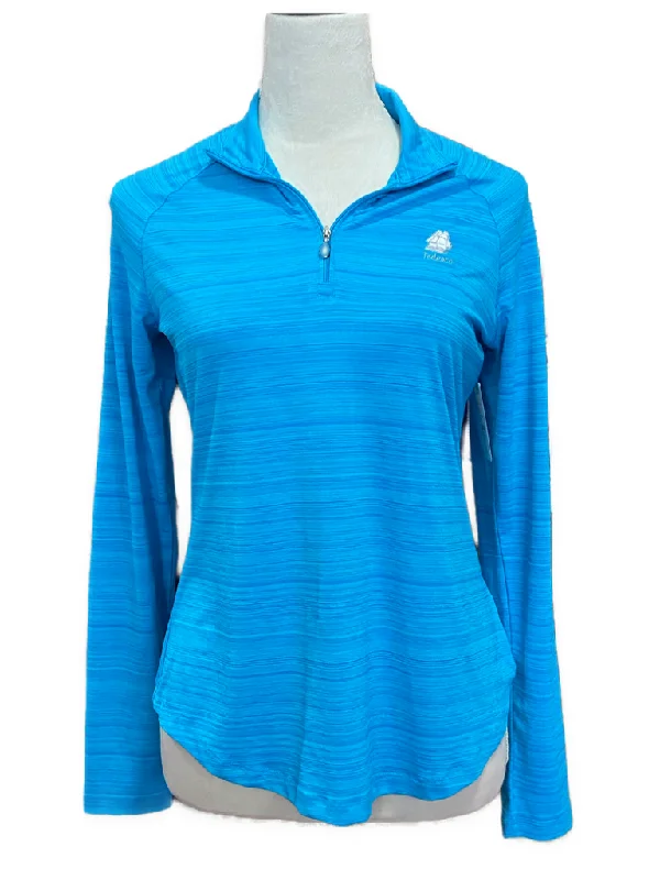 Women's Greg Norman Teal  Zip UV Pullover w/ Logo Size S Bolero Style Sweater