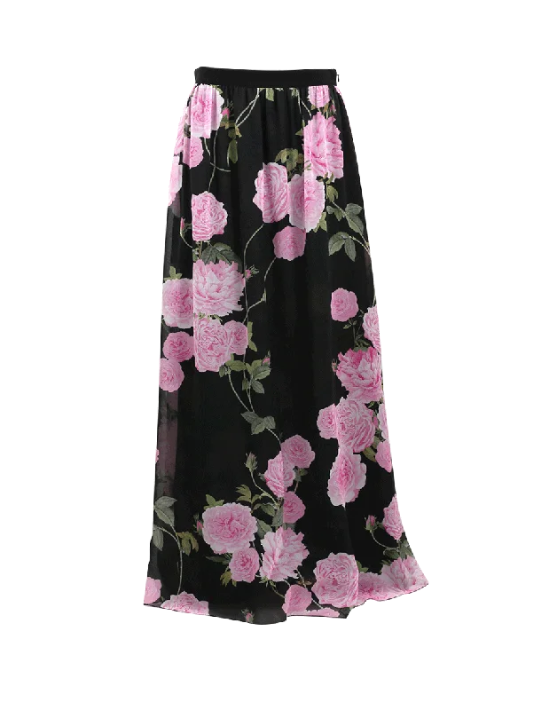 Rose Print Maxi Skirt vintage skirt charm