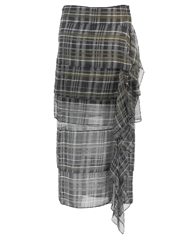 Plaid Tiered Ruffle Skirt leather skirt bold