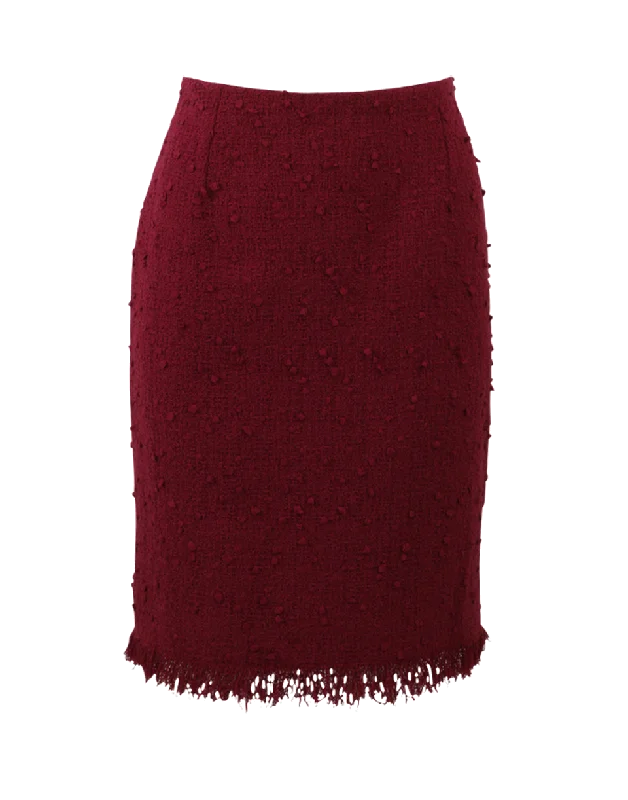 Fringe Tweed Pencil Skirt chiffon skirt flowing