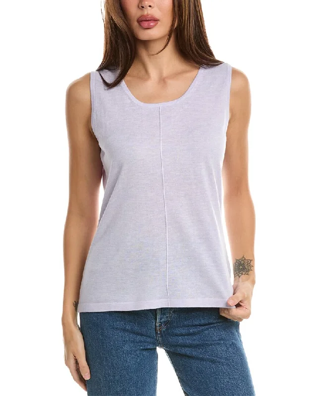 Forte Cashmere Seamed Silk & Cashmere-Blend Tank gold tank top