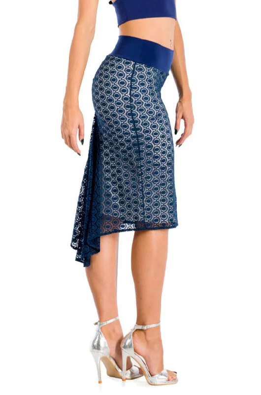 Dark Blue Lace Fishtail Tango Skirt linen skirt natural