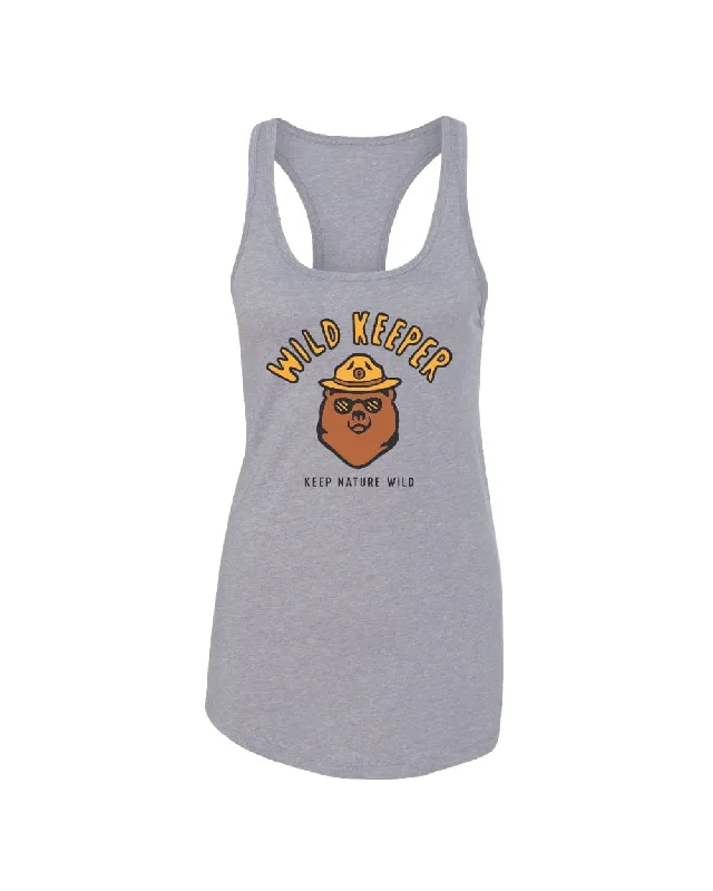 Wild Keeper Bear Racerback Tank | Heather Grey strappy tank top