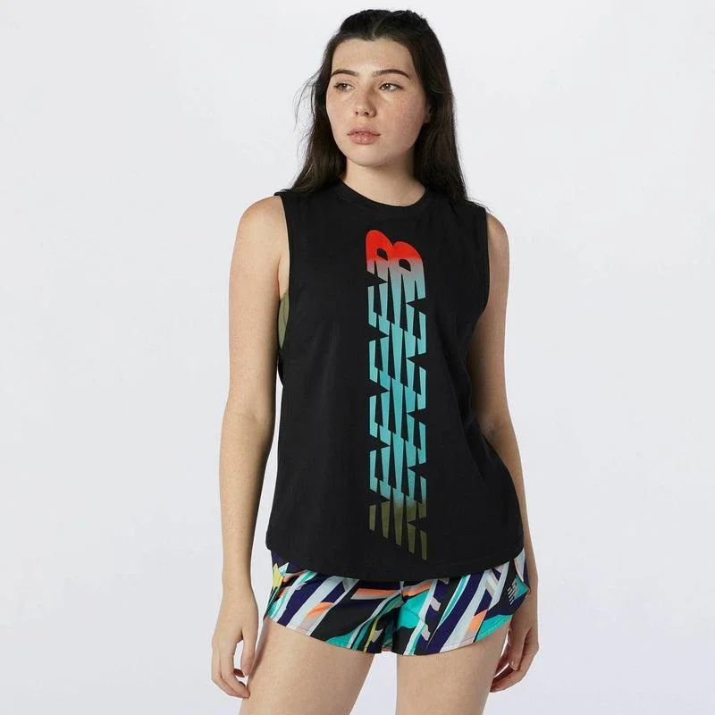 Women's Relentless Graphic Tank Top - Black lime green tank