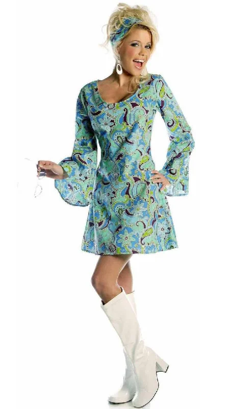 1970s Go Go Womens Hippie Fancy Dress Costume Tunics Velvet soft