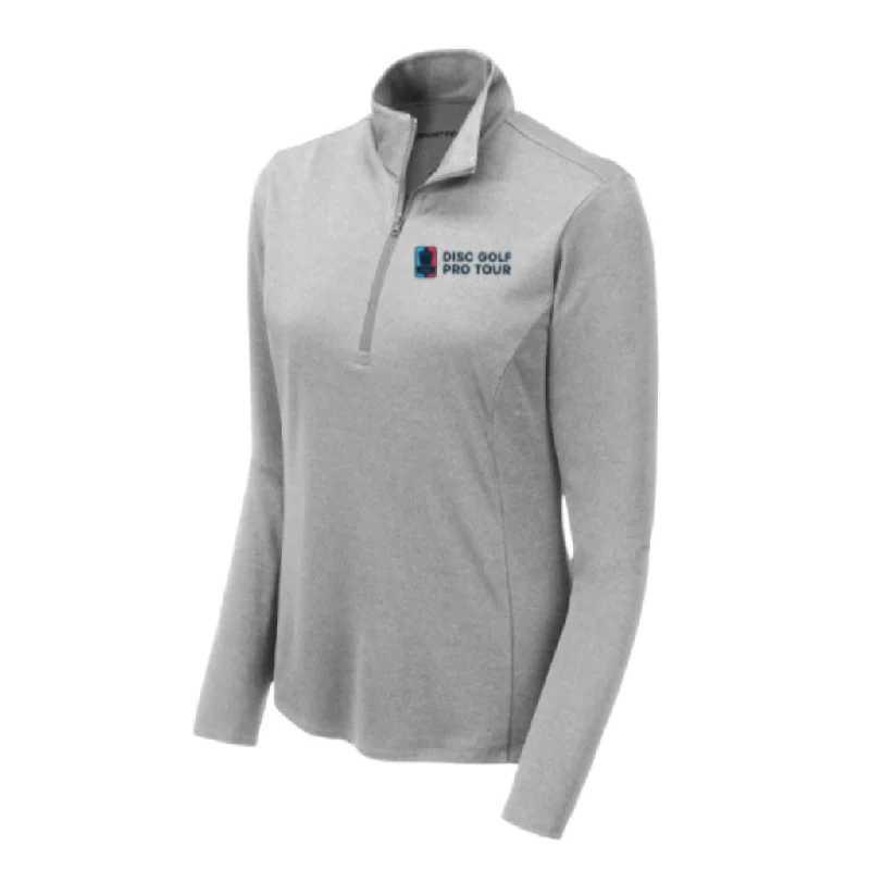 DGPT Women's 1/4 Zip Pullover Light Heather Grey High Neck Pullover