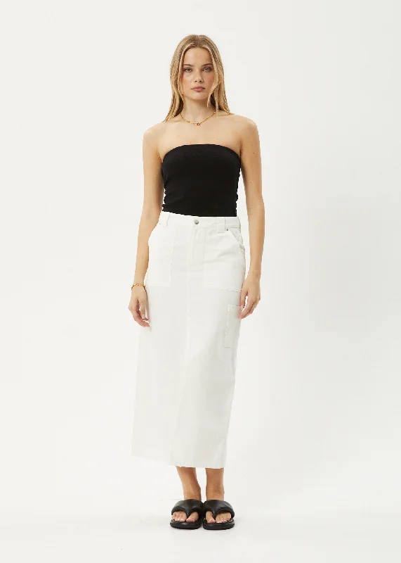 AFENDS Womens Lexi - Maxi Skirt - Off White leather skirt bold