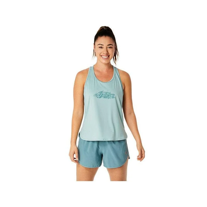 Woman's Nagino Graphic Run Tank - OCEAN HAZE teal tank top