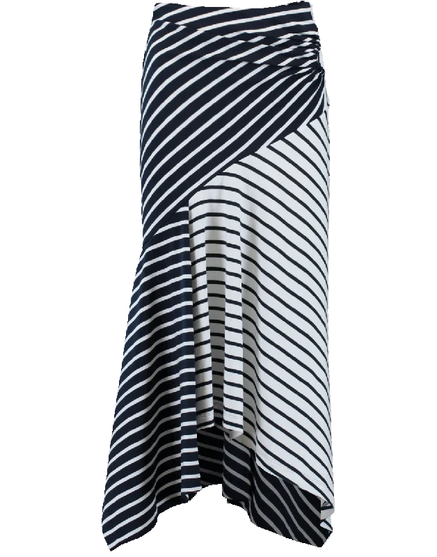 Asymmetrical Striped Skirt zip skirt side