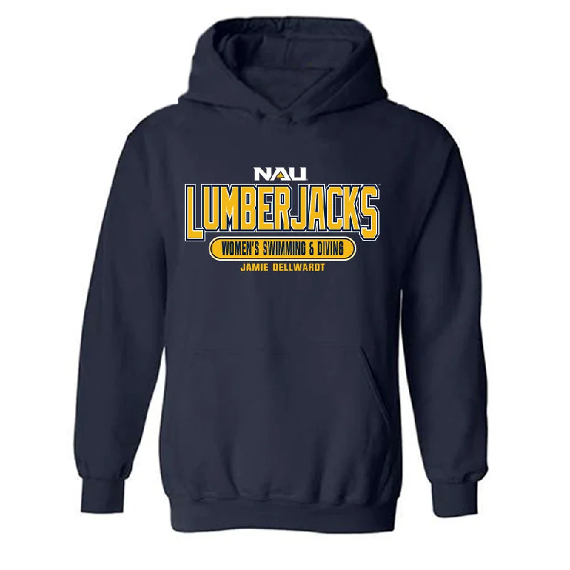 Northern Arizona - NCAA Women's Swimming & Diving : Jamie Dellwardt - Classic Fashion Shersey Hooded Sweatshirt Hoodie with Set-In Sleeves Structured Classic