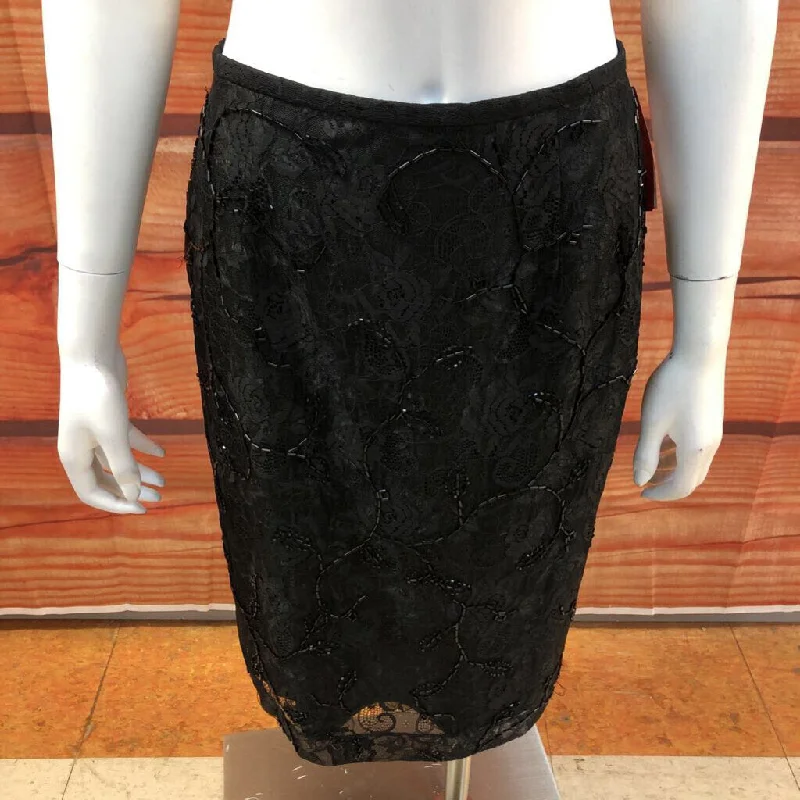 VNTG ANN TAYLOR BLACK LACE LINED BEADED SKIRT SIZE 4 TCC wrap skirt elegant