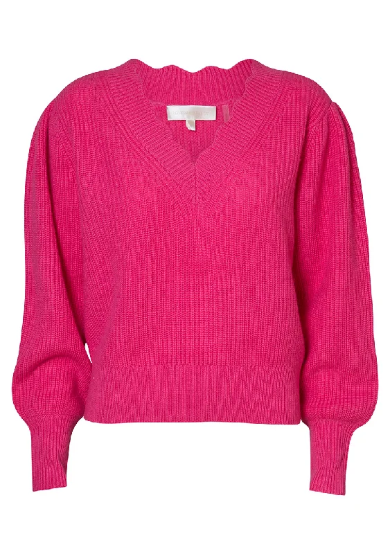 Celestina V Neck Pullover Pink Angora Wool Cozy