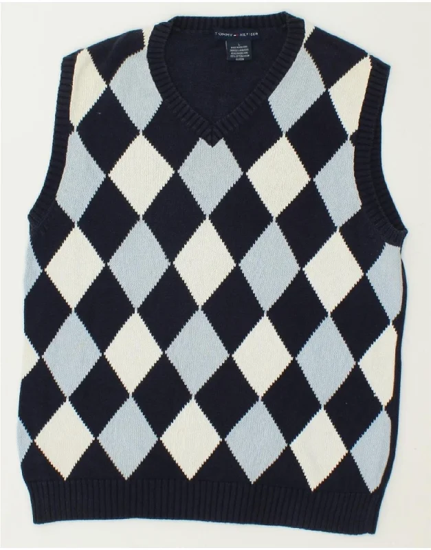 TOMMY HILFIGER Mens Vest Tank Top Large Navy Blue Argyle/Diamond Cotton floral tank top TOMMY HILFIGER Mens Vest Tank Top Large Navy Blue Argyle/Diamond Cotton floral tank top