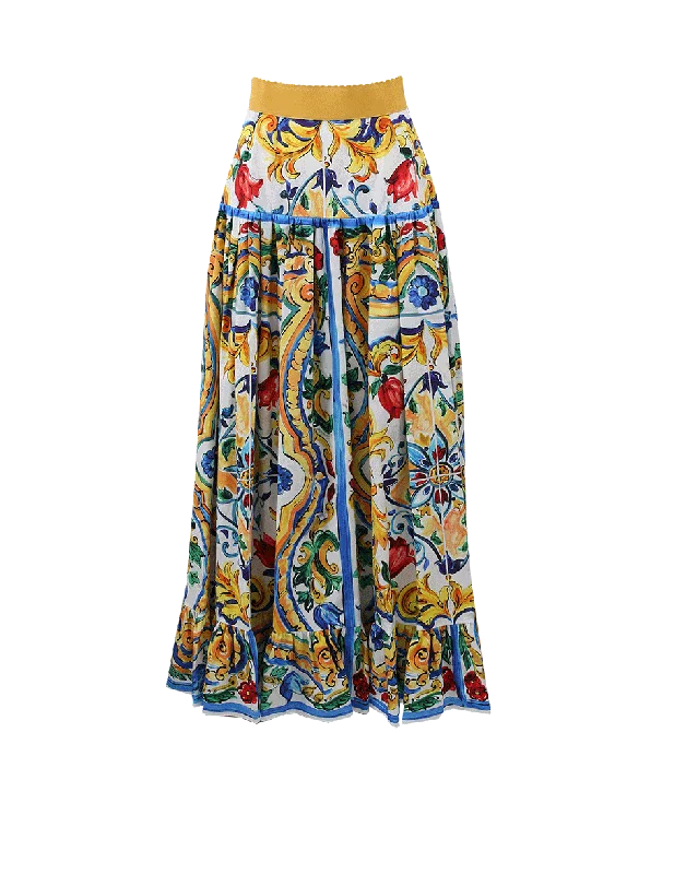 Maiolica Print Skirt leather skirt bold