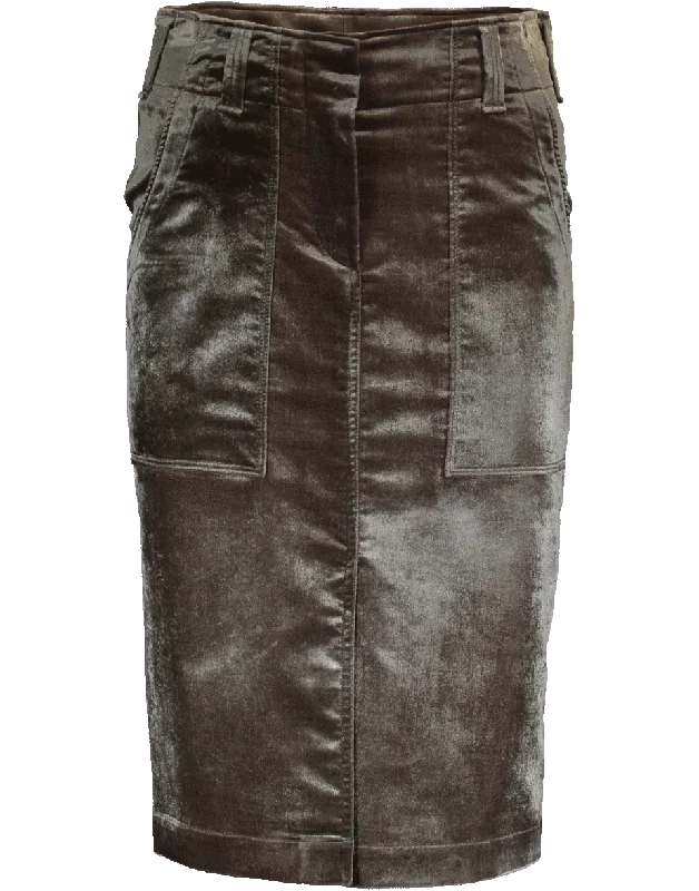 Crushed Velvet Utility Pencil Skirt lace skirt feminine