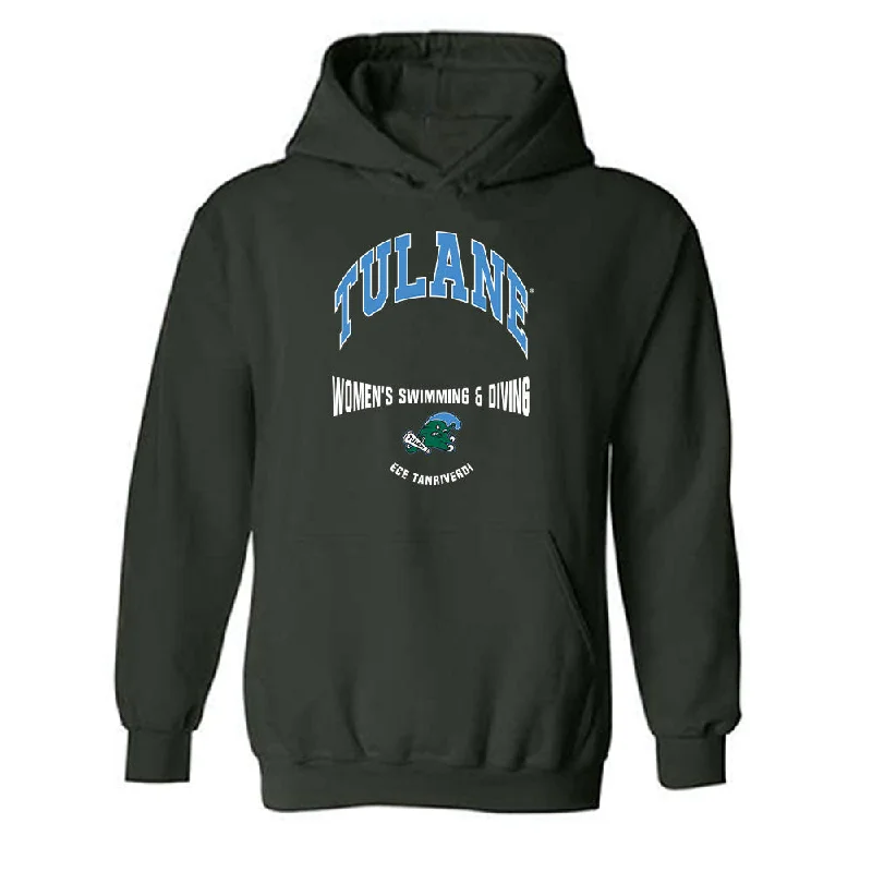 Tulane - NCAA Women's Swimming & Diving : Ece Tanriverdi - Classic Fashion Shersey Hooded Sweatshirt Hoodie with Front Slit Layering Stylish