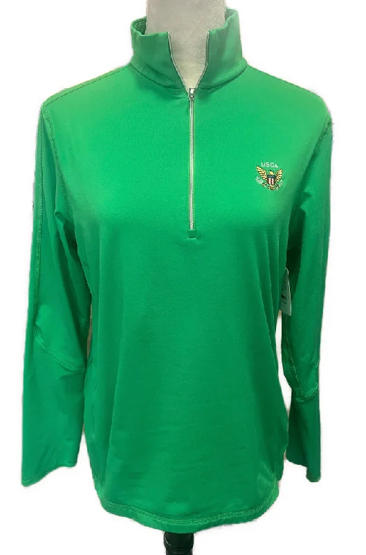 Women's Ralph Lauren RLX Green Quarter Zip Golf Pullover w/ Logo Size L MSP$168 Textured Knit Design