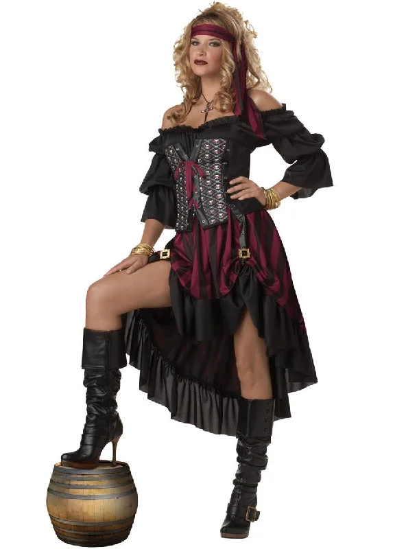 Pirate Wench Womens Fancy Dress Costume Tunics Denim casual
