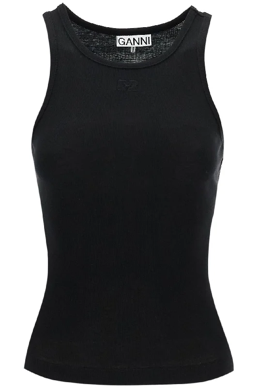 ribbed tank top with spaghetti T3898 BLACK sequin tank top