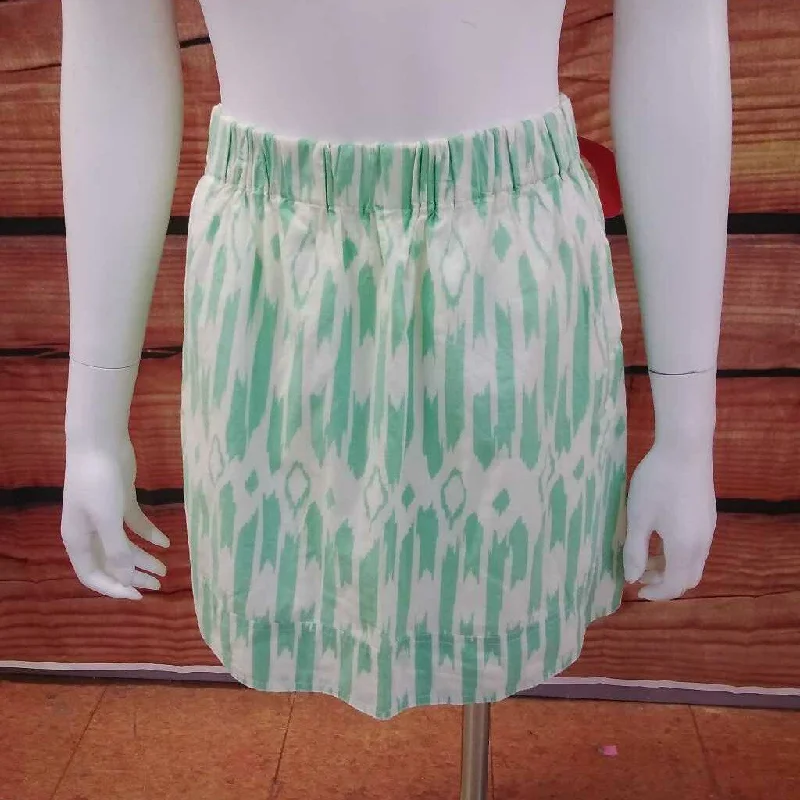 J CREW LIGHT GREEN WHITE SKIRT SIZE XL TCC silk skirt sleek