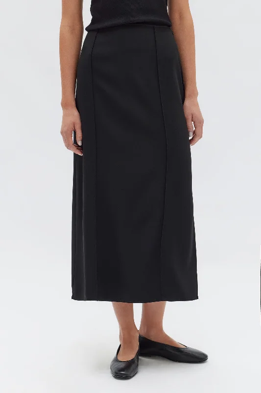 Assembly Label - Sabine Crepe Skirt, Black asymmetrical skirt cut