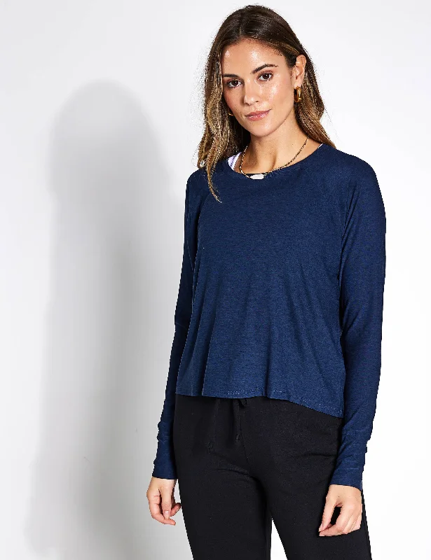 Featherweight Daydreamer Pullover - Nocturnal Navy Ribbed Crew Neck