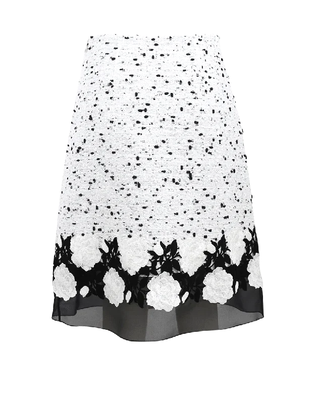 Tweed Floral Macrame Skirt pleated skirt texture