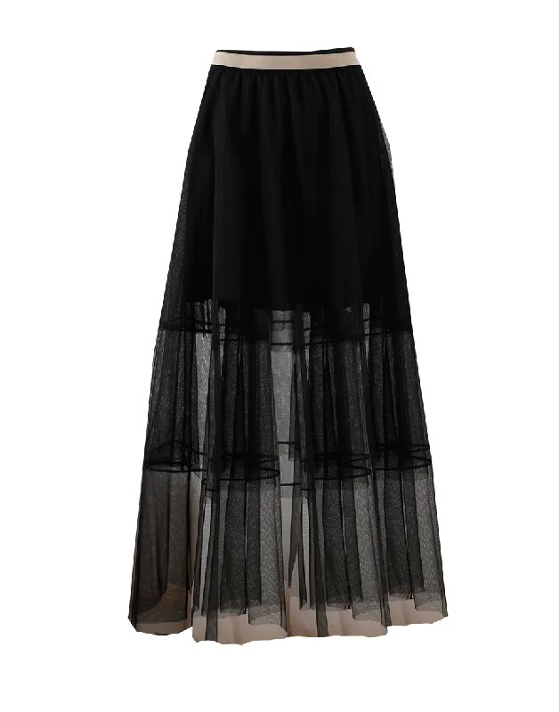 Tulle Tier Overlay Skirt linen skirt natural