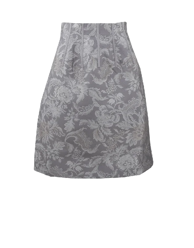 Floral Demask Jacquard Skirt silk skirt smooth