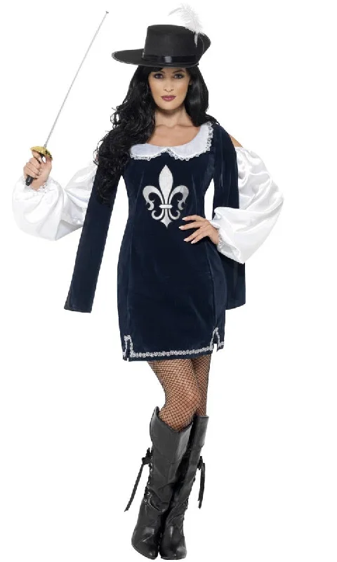 Musketeer Womens French Fancy Dress Costume Tunics Practical easy-care