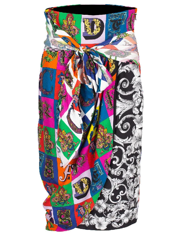 Lettering Print Skirt spandex blend skirt