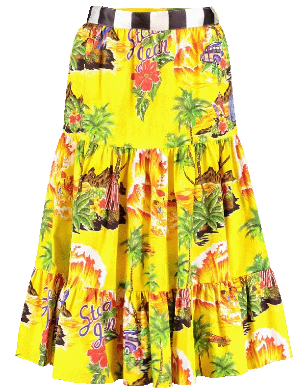 Tropical Print Tiered Skirt seamless skirt comfort